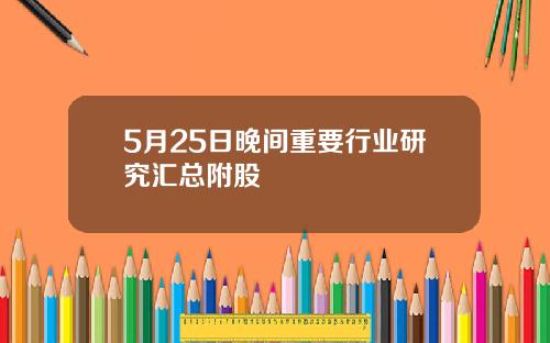 5月25日晚间重要行业研究汇总附股