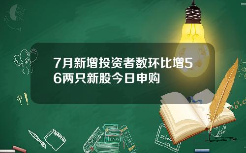 7月新增投资者数环比增56两只新股今日申购