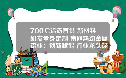 700℃铝汤直供 新材料研发量身定制 南通鸿劲金属铝业：创新赋能 行业龙头铿锵前行