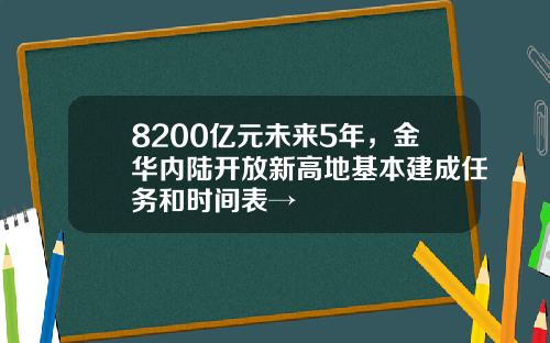 8200亿元未来5年，金华内陆开放新高地基本建成任务和时间表→