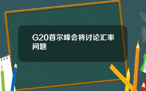 G20首尔峰会将讨论汇率问题