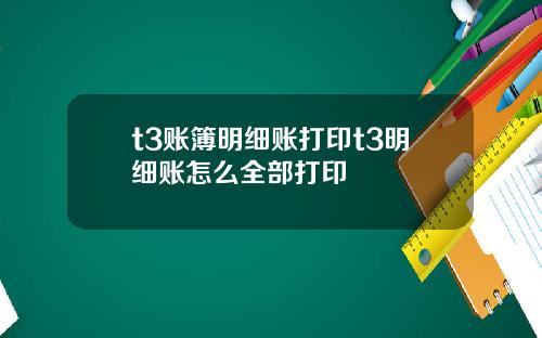 t3账簿明细账打印t3明细账怎么全部打印