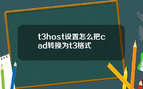 t3host设置怎么把cad转换为t3格式