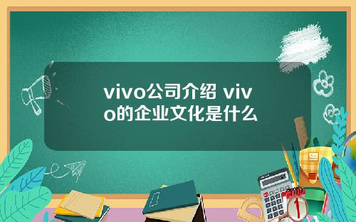 vivo公司介绍 vivo的企业文化是什么