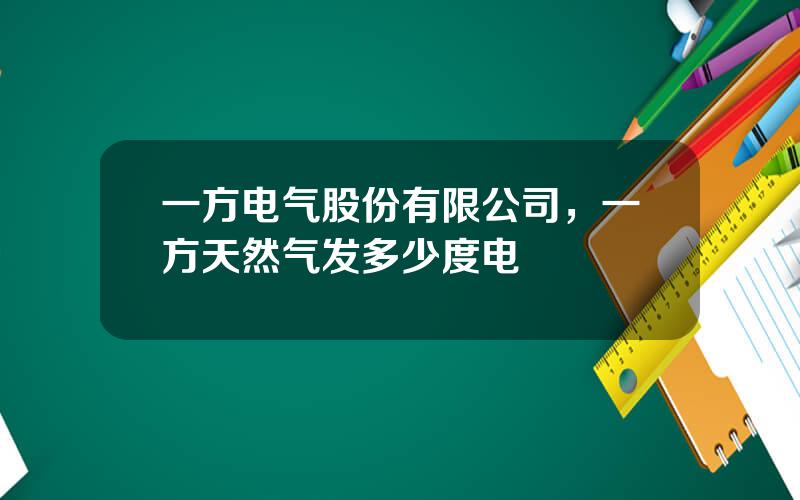 一方电气股份有限公司，一方天然气发多少度电