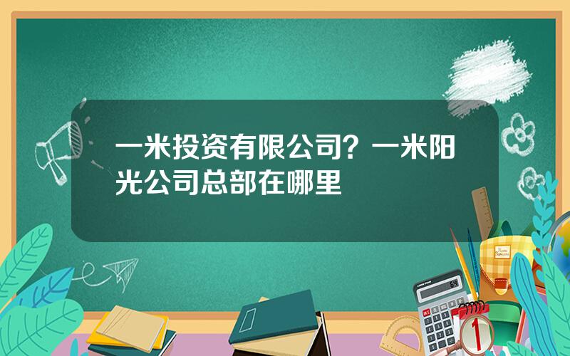 一米投资有限公司？一米阳光公司总部在哪里