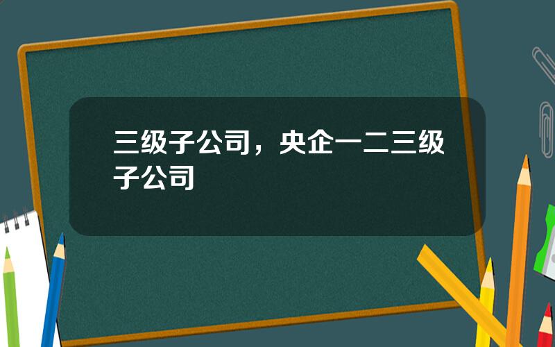 三级子公司，央企一二三级子公司