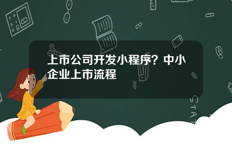 上市公司开发小程序？中小企业上市流程