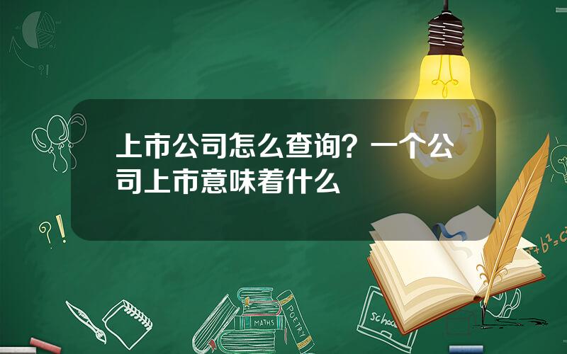 上市公司怎么查询？一个公司上市意味着什么