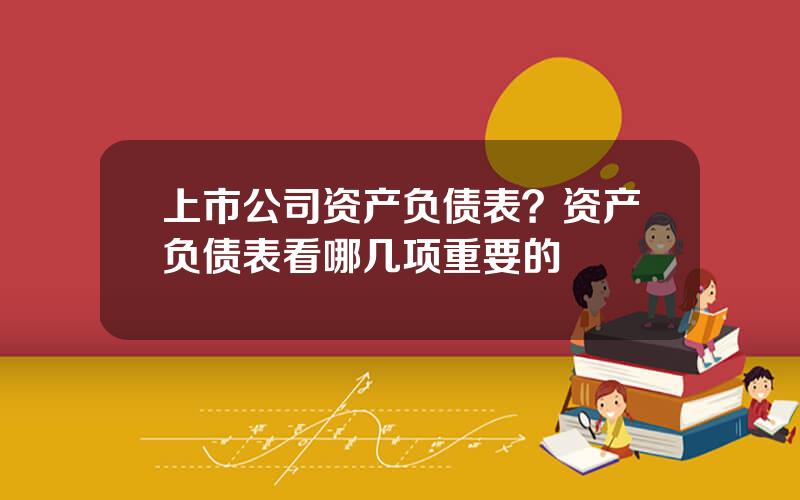 上市公司资产负债表？资产负债表看哪几项重要的