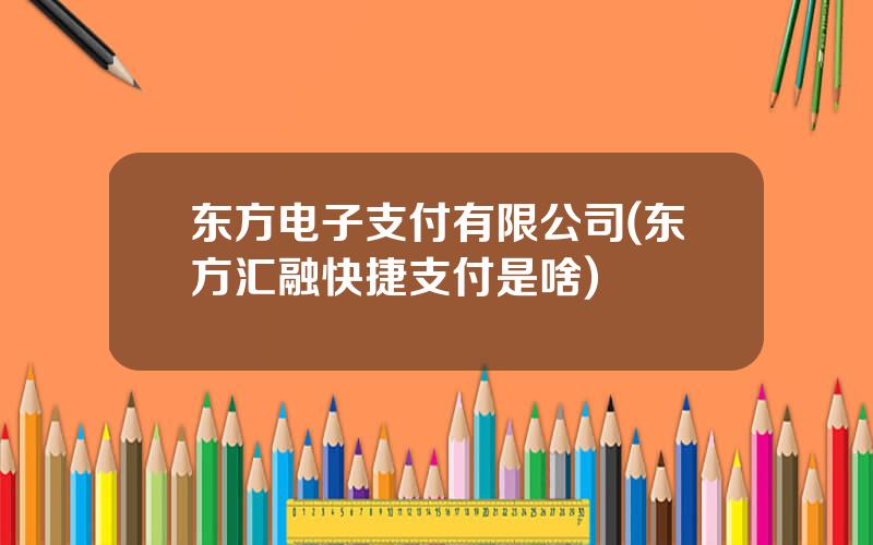 东方电子支付有限公司(东方汇融快捷支付是啥)