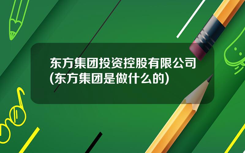 东方集团投资控股有限公司(东方集团是做什么的)