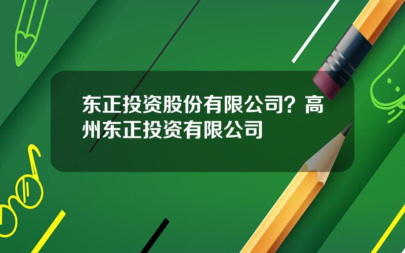 东正投资股份有限公司？高州东正投资有限公司