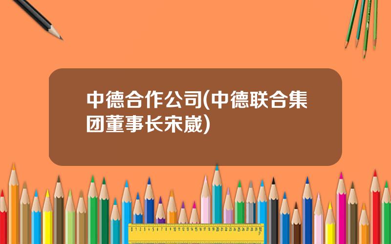 中德合作公司(中德联合集团董事长宋崴)