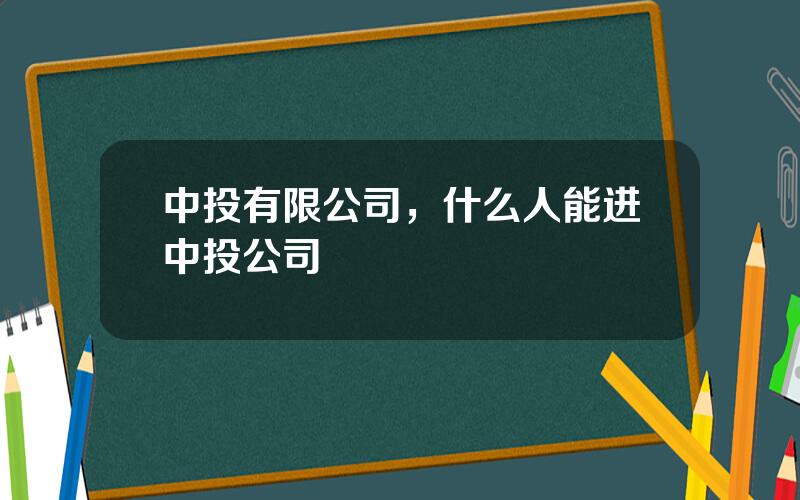 中投有限公司，什么人能进中投公司