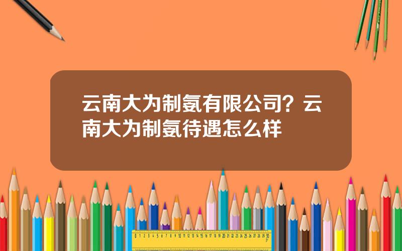 云南大为制氨有限公司？云南大为制氨待遇怎么样