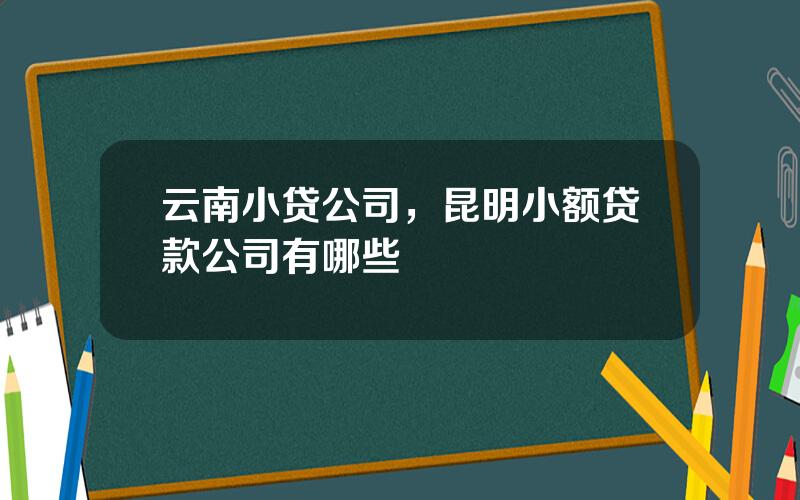 云南小贷公司，昆明小额贷款公司有哪些