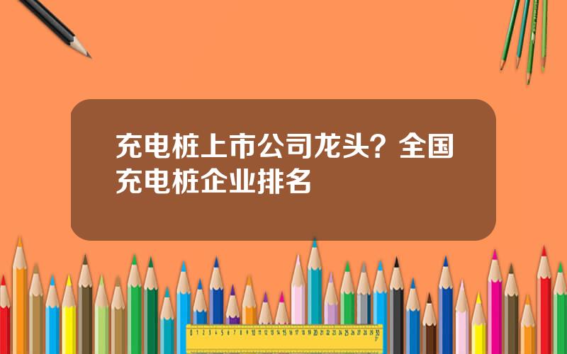 充电桩上市公司龙头？全国充电桩企业排名