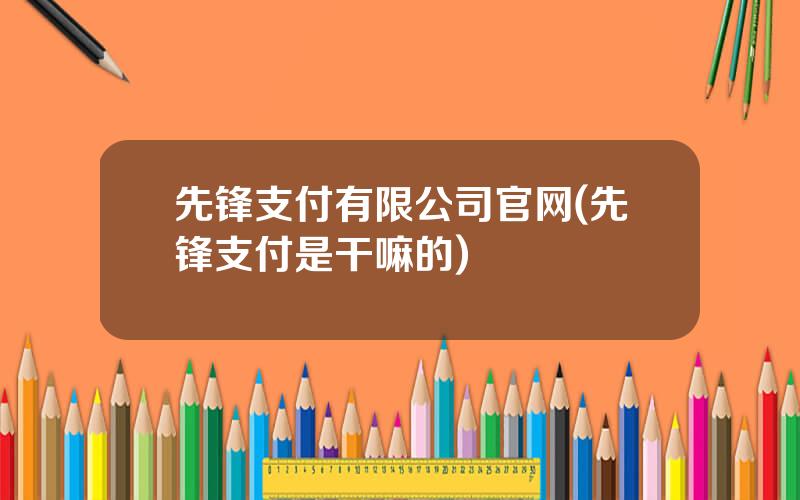 先锋支付有限公司官网(先锋支付是干嘛的)