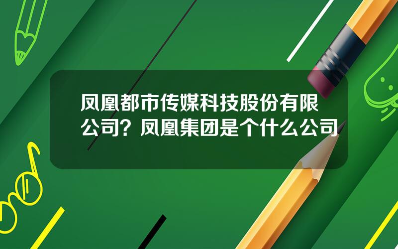 凤凰都市传媒科技股份有限公司？凤凰集团是个什么公司