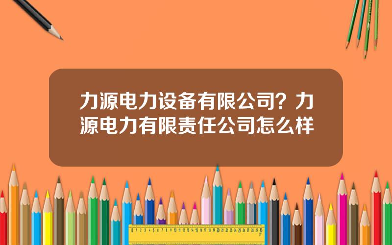 力源电力设备有限公司？力源电力有限责任公司怎么样