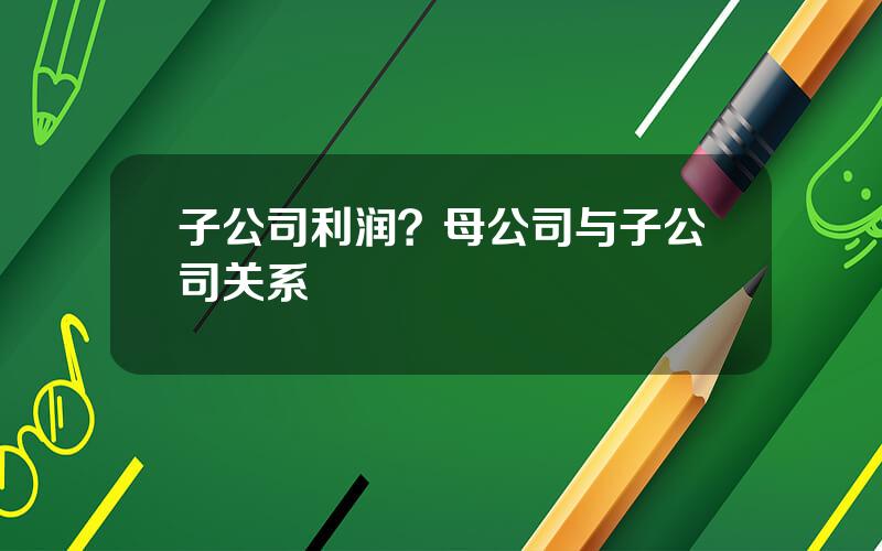 子公司利润？母公司与子公司关系