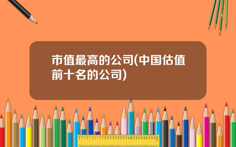 市值最高的公司(中国估值前十名的公司)