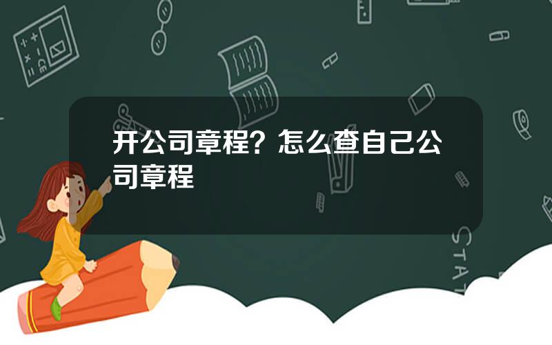 开公司章程？怎么查自己公司章程