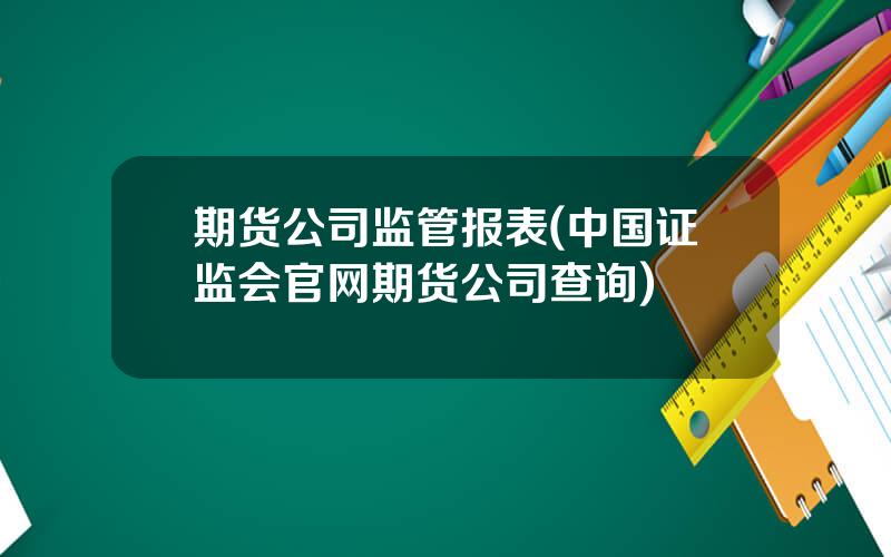 期货公司监管报表(中国证监会官网期货公司查询)