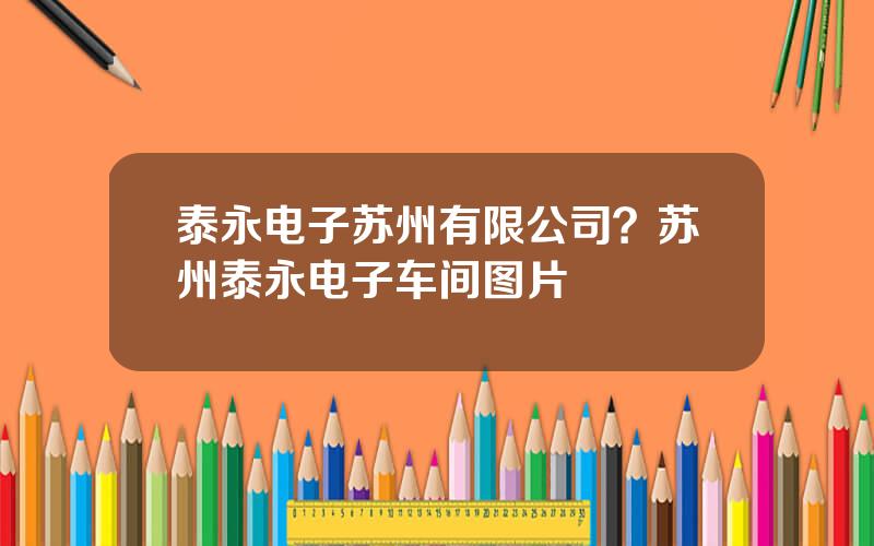 泰永电子苏州有限公司？苏州泰永电子车间图片